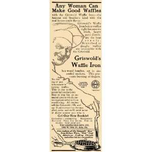  1912 Ad Griswold Manufacturing Waffle Iron Chef Baking 