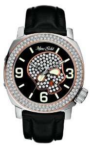   Ecko Mens E13524G1 Black Leather Skull Face Watch Marc Ecko Watches
