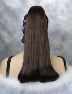 Wavy Medium Dark Brown # 6 Clip On Hairpiece Hair Piece Extension 