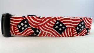 Patriotic Waving Flag Red White and Blue Dog Collar  