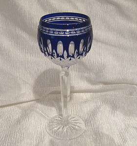 Waterford Clarendon Cobalt Wine Hock Artist Signed by Master Cutter 