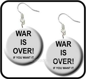 WAR IS OVER* John and Yoko Peace Sign Button EARRINGS  