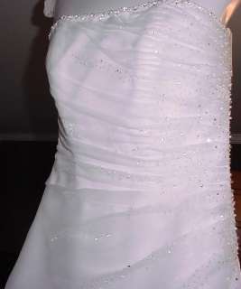   strapless Davids Bridal Organza A Line Wedding dress E8561 sz. 4 NEW