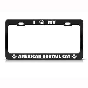  American Bobtail Cat Black Metal license plate frame Tag 