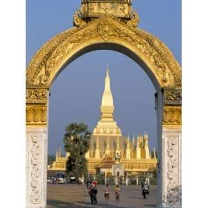 Entrance to Pha Tat Luang, Vientiane, Laos, Indochina, Southeast Asia 