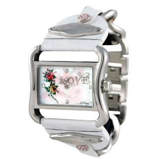 Ed Hardy Silver/White VI RS Victoria Rose Womens Watch  