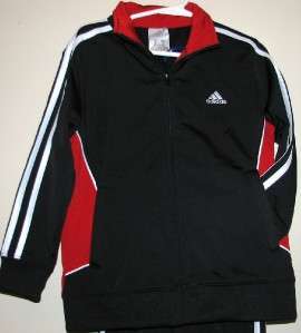Adidas track outfit Boys 6 jacket pants New Black red  