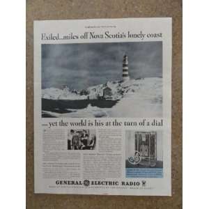 General Electric Radio,Vintage 30s full page print ad (lighthouse 
