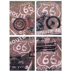  American Collage Design Artwork   15 Route 66 Canvas Wall 