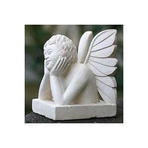  NOVICA Sandstone statuette, Dreamy Angel