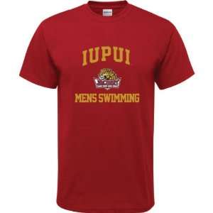IUPUI Jaguars Cardinal Red Youth Mens Swimming Arch T Shirt