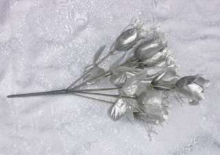 Roses ~ SILVER PEWTER ~ Silk Wedding Flowers Bouquets Centerpieces 
