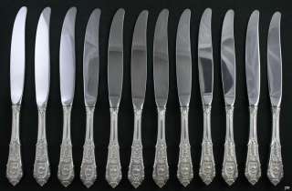 12 WALLACE ROSE POINT PATTERN STERLING SILVER KNIVES  
