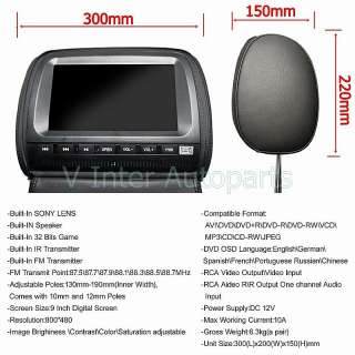 2X 9 Headrest HD Car DVD CD USB Player Monitor LCD Black Beige Grey 
