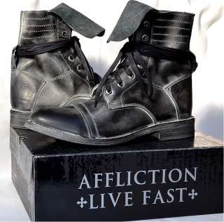 Affliction Mens NATURAL Lace Up Motorcycle Boots   Biker   AC303 