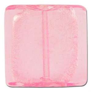  25mm Pink Square Foil Glass Beads/Pendants. Arts, Crafts 