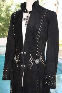 SALE GORGEOUS RENEGADE SPIRIT SUEDE DUSTER W/STUDS, BLING FRINGE AND 