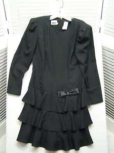 Vintage Leslie Fay black after 5 dress with flounce size 10  