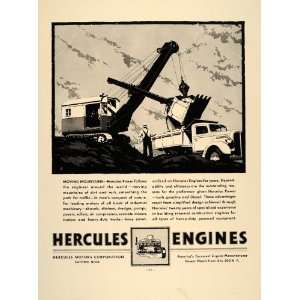  1937 Ad Hercules Engines Canton OH Shovel Loader Truck 