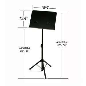  Black metal tripod music stand. Musical Instruments