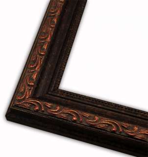 Scrolled Aged Walnut Picture Frame Solid Wood  