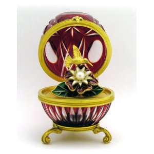  Red Faberge Style Egg With Surprise, Orthodox Authentic 