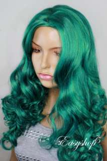 W212 Long Curly Green Party Cosplay Wig Saint Seiya  