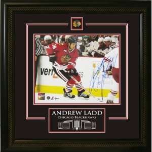 Andrew Ladd Autographed/Hand Signed 8x10Etched Mat Blackhawks Horiz 