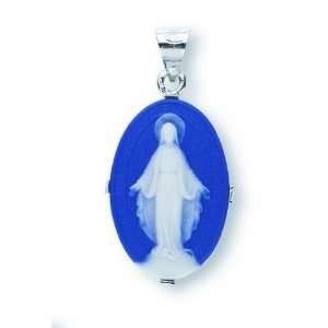  Sterling Silver Capodimonte Porcelain Blue Virgin Mother 