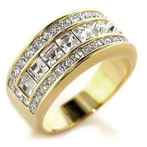  Channel Set Gold Plated Cubic Zirconia Band Jewelry
