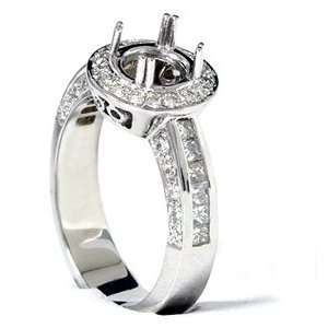   Princess & Round Diamond Engagement Ring Setting Mount Vintage Antique