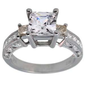Antique Engagement Ring With GIA CERTIFIED J SI1 1.00ct Princess Cut 