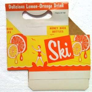   Lemon Orange Drink 6 Pack Cardboard BOTTLE CASE (Vintage Never Opened