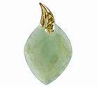 10k yellow gold green jade pendant  
