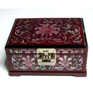  Asian Lacquered Jewelry Trinket Keepsake Treasure Gift Box Ring Case