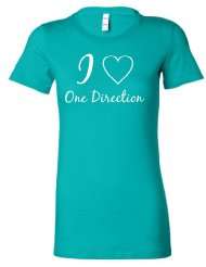 Juniors Turquoise I Love One Direction I Love 1D Novelty T Shirt