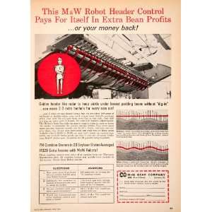  1964 Ad M W Robot Header Control Sickle Soybean Farming 