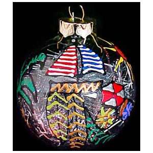 Caribbean Excitement Design   Hand Painted   Heavy Glass Ornament   3 