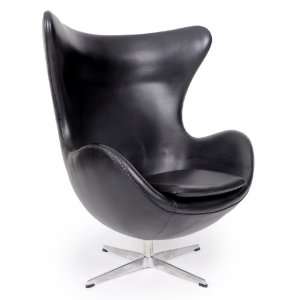  Egg Chair, Black Aniline Leather