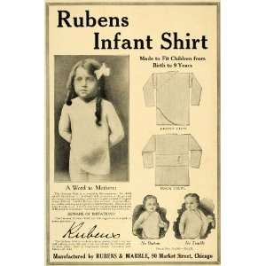  1906 Ad Rubens Marble Infant Childrens Shirt Underwear 