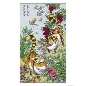  Chinese Magic Cats Which Protect Silkworms Animals Giclee 