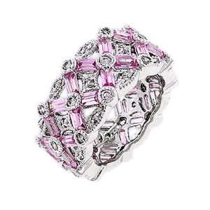  Celebrity Pink Sapphire CZ Diamond Silver Eternity Ring 