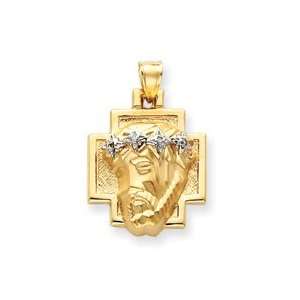    14k Yellow Gold & Rhodium Large Christ Head Pendant Jewelry