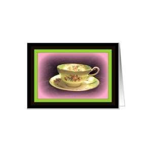  Victorian Floral China Tea Cup    Blank Note Card Card 