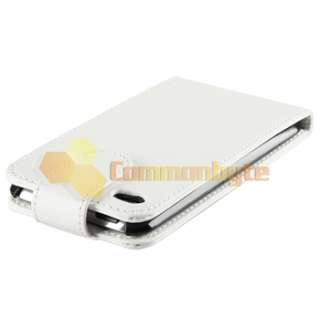 White Flip PU Leather Case Cover+Privacy Protector For iPod Touch 4 G 