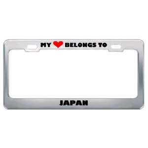  My Heart Belongs To Japan Country Flag Metal License Plate 