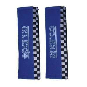  Sparco 01090S4AZ Blue Thin Checkered Seat Belt Harness Pad 