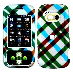 BLUE WITH BROWN CROSS PLAID CHECKER SNAP ON HARD SKIN FACEPLATE PHONE 