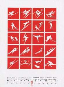 Albertville 1992 Olympic Poster   Pictogram Poster  