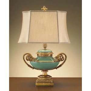    Green Crackled Porcelain Antique Brass Lamp